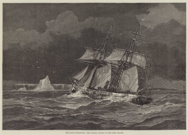 De Arctische Expedities, de Pandora op weg naar Carey Eilanden door Walter William May