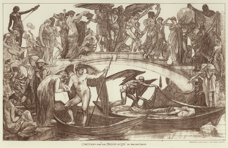 Cartoon voor "De Brug van het Leven" (gravure) door Walter (after) Crane