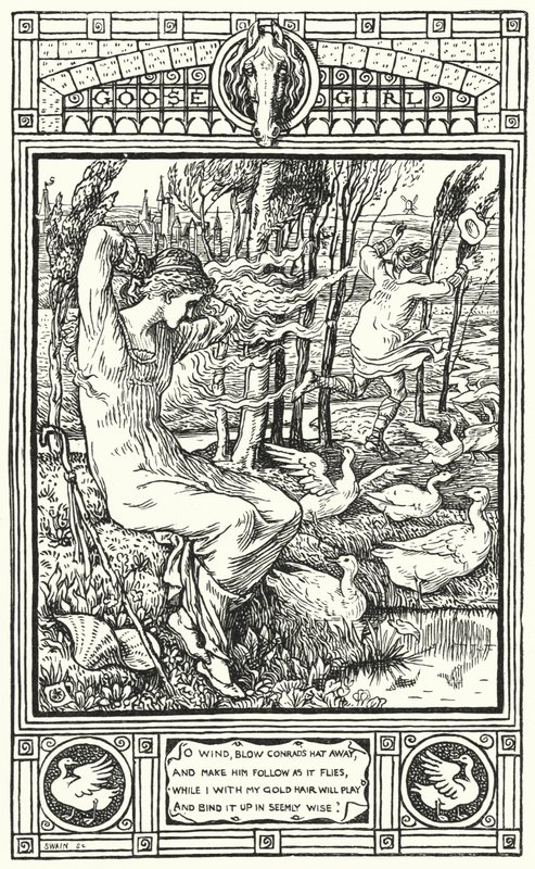 Het Gansmeisje (gravure) door Walter (after) Crane