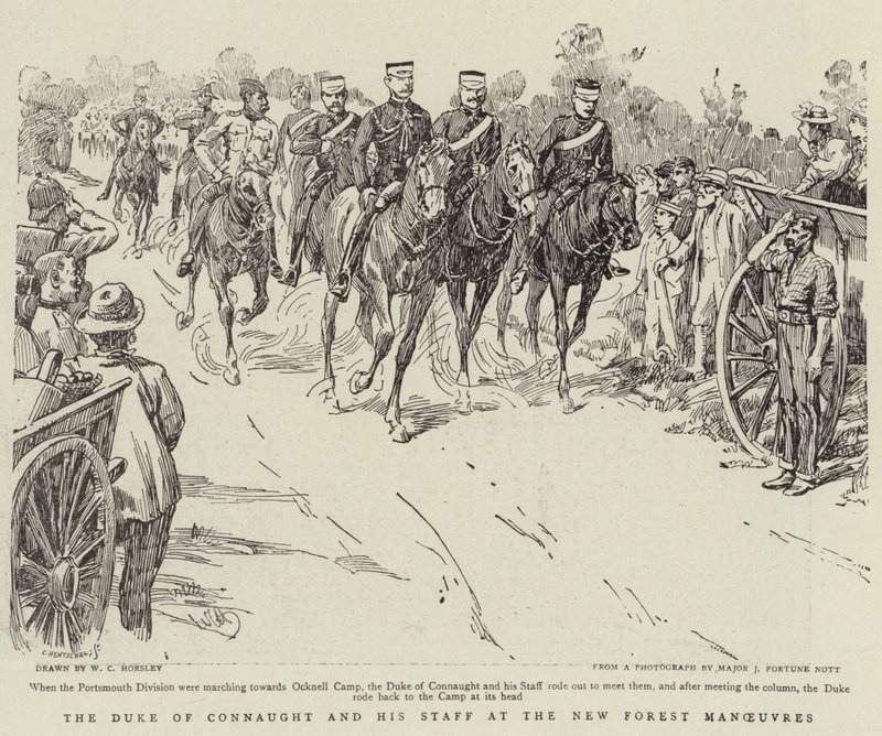 De hertog van Connaught en zijn staf bij de manoeuvres in het New Forest door Walter Charles Horsley