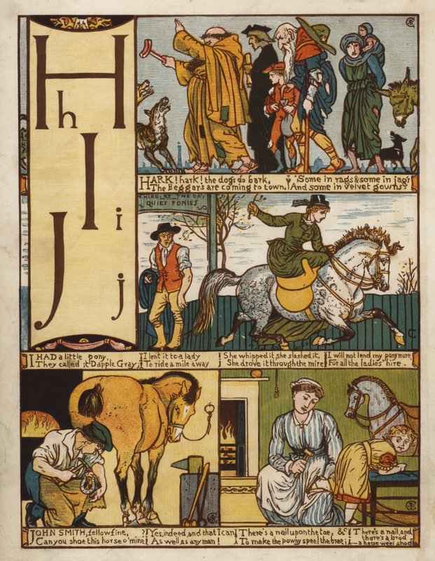 Alfabet (kleur litho) door Walter Crane
