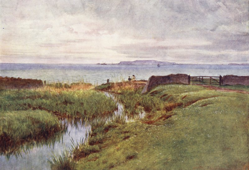Wessex: Portland vanaf de noordelijke oever van Weymouth Bay (kleur litho) door Walter Frederick Roofe Tyndale