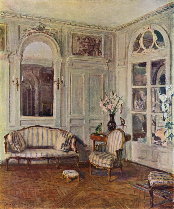 Witte Salon in St. Brice, Frankrijk, het huis van Edith Wharton, Louis XVI-stijl, circa 1760-70 door Walter Gay