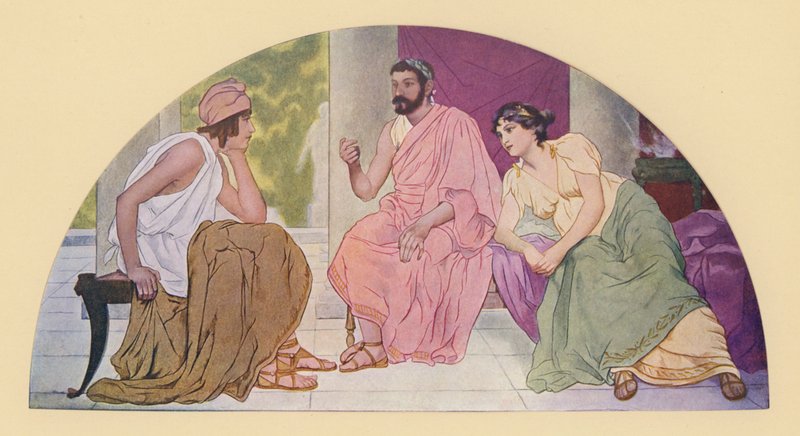Parijs bij het huis van Menelaus en Helena (kleur litho) door Walter MacEwen