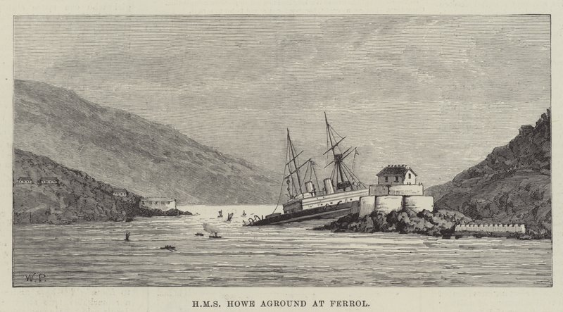 HMS Howe aan de grond bij Ferrol door Walter Paget