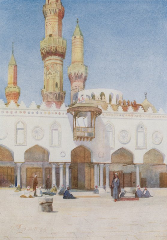 Binnenplaats van de Moskee van El Azhar, Universiteit van Caïro door Walter Spencer Stanhope Tyrwhitt