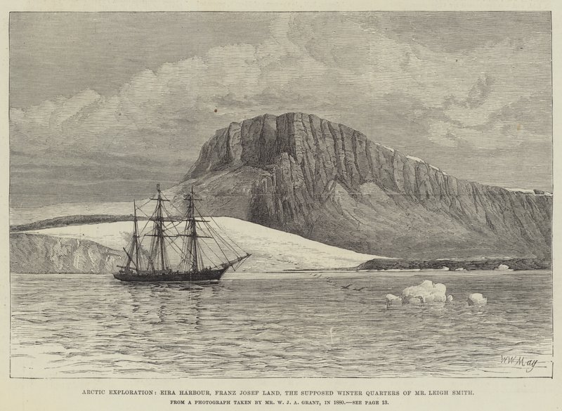 Arctische verkenning, Eira Harbour, Franz Josef Land, de veronderstelde winterkwartieren van Mr Leigh Smith door Walter William May