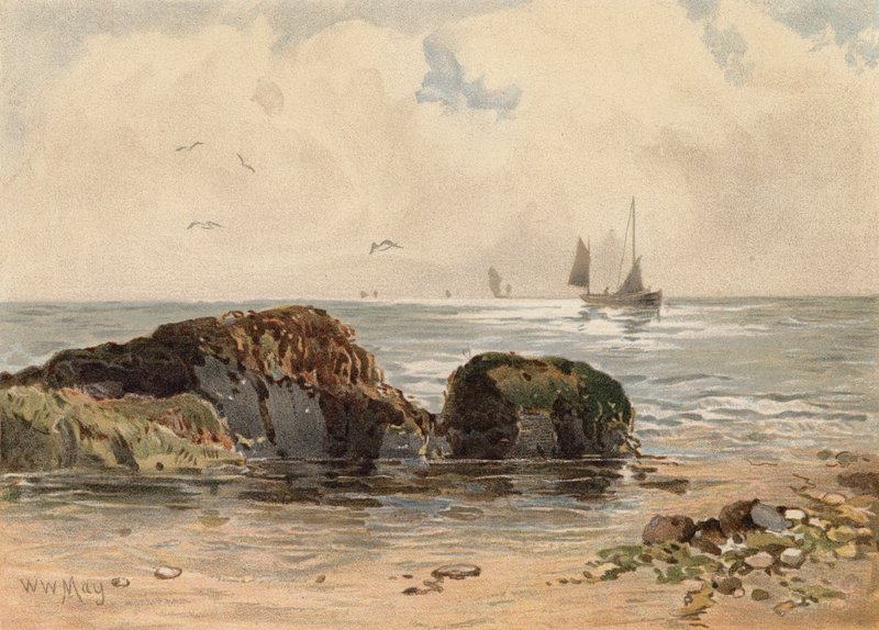 Rotsen bij Laag Water door Walter William May