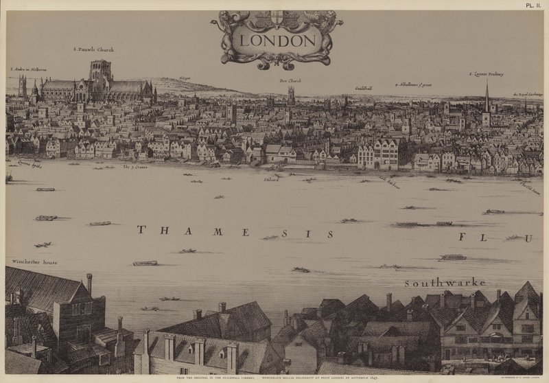 Panorama van Londen door Wenceslaus (after) Hollar