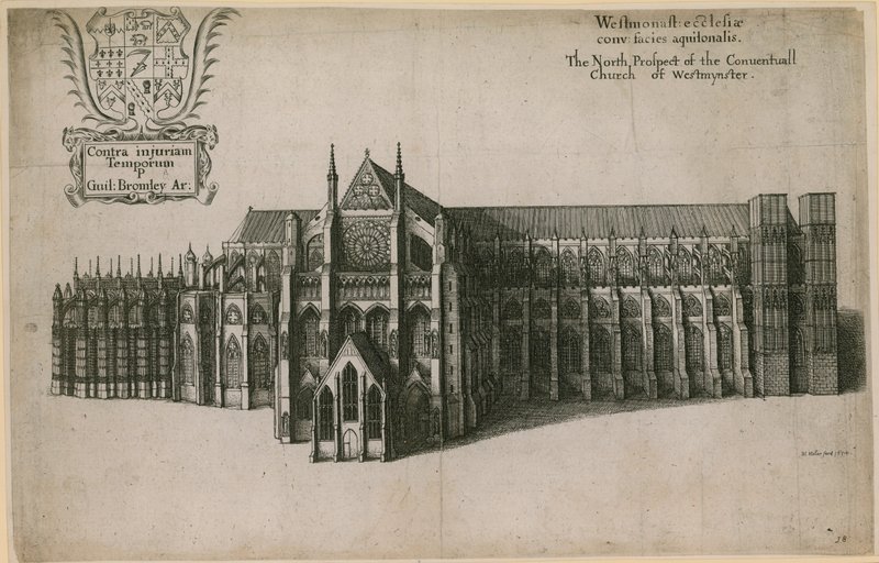 Het noordelijke uitzicht van de kloosterkerk van Westminster, Londen door Wenceslaus Hollar