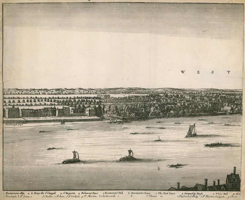 Het uitzicht op Londen en Westminster genomen vanuit Lambeth door Wenceslaus Hollar