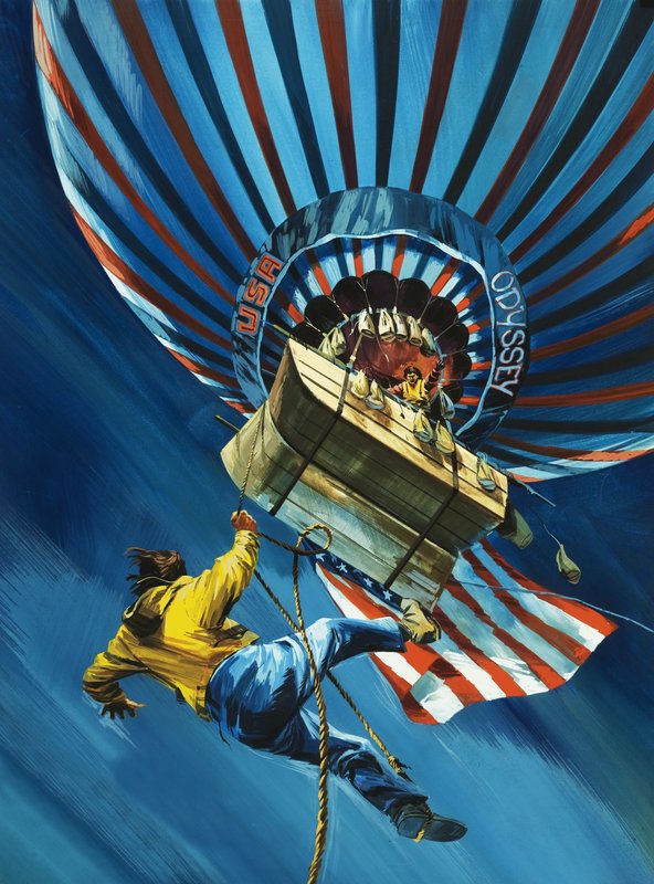 In augustus 1975 deed de Odyssey-ballon een poging om de Atlantische Oceaan over te steken door Wilf (20th century) Hardy