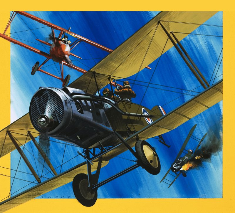 Vliegtuigen uit het verleden: De Bristol F2B jachtvliegtuig door Wilf (20th century) Hardy