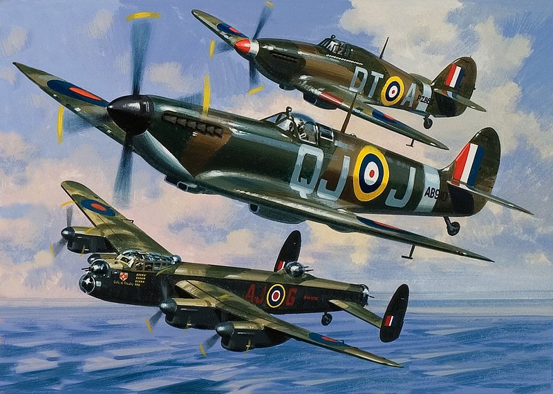 Spitfires (gouache op papier) door Wilf (20th century) Hardy