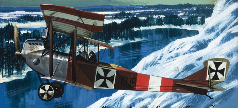 De Lohner B1 waarin Oberleutnant Taussig post vloog vanuit Przemyal door Wilf (20th century) Hardy