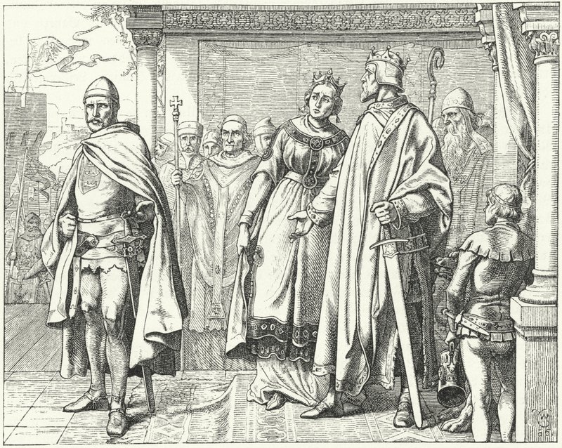 Ernest II, Hertog van Zwaben, voor Koning Koenraad II van Duitsland na opstand tegen hem door Wilhelm Camphausen