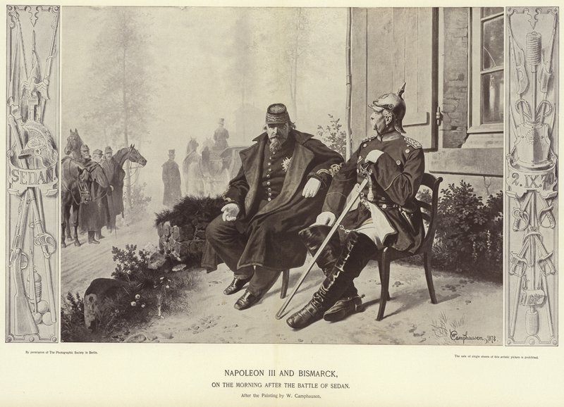 Napoleon III en Bismarck op de ochtend na de Slag bij Sedan door Wilhelm Camphausen
