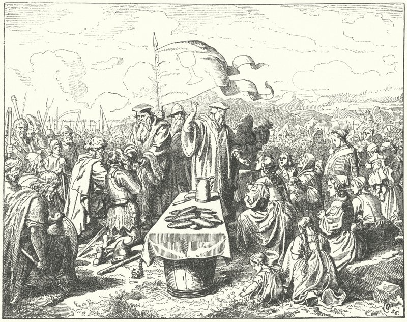 Taborieten nemen de communie in de open lucht door Wilhelm Camphausen