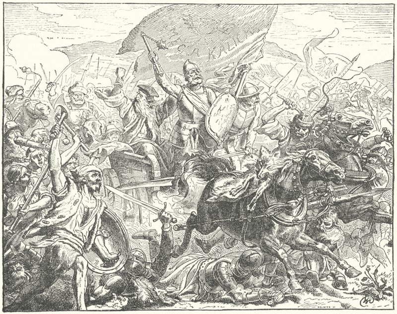 De Tsjechische generaal en Hussietenleider Jan Zizka in de strijd door Wilhelm Camphausen