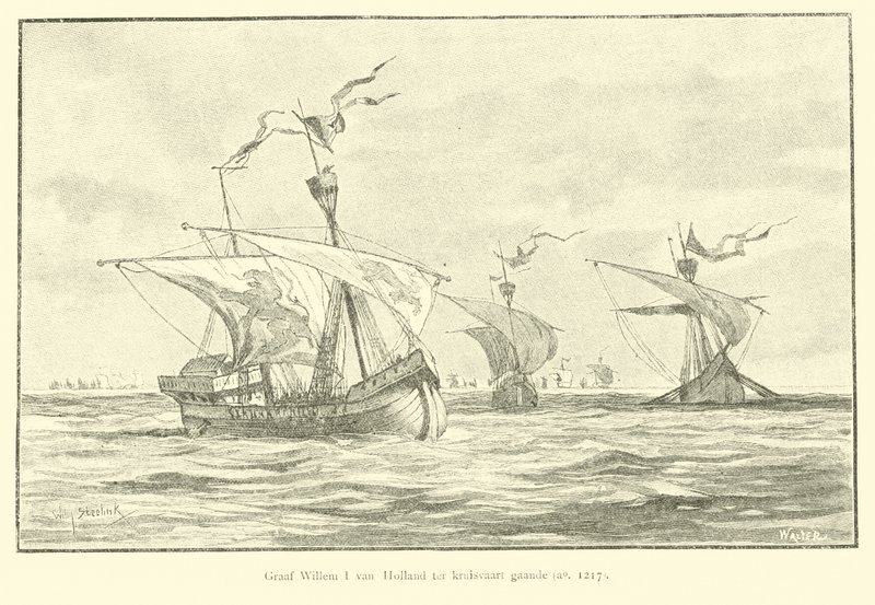 Graaf Willem I van Holland op weg naar de 5e kruistocht, 1217 door Willem II Steelink