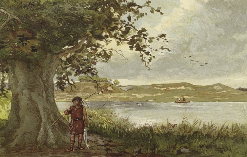 Uitzicht op de Hunenschans bij het Uddelermeer, Gelderland, Nederland door Willem II Steelink