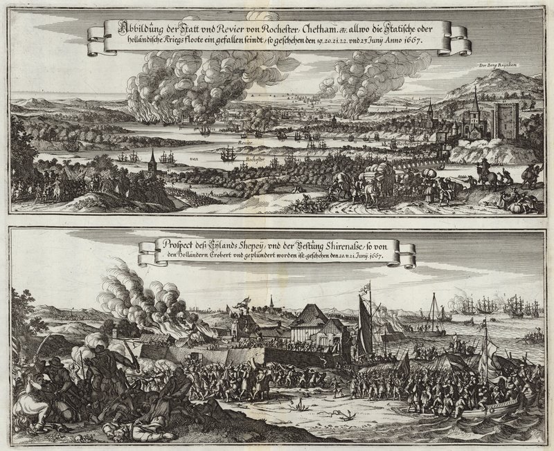 Nederlandse kijk op de marineaanval op de Theems door Willem Schellinks
