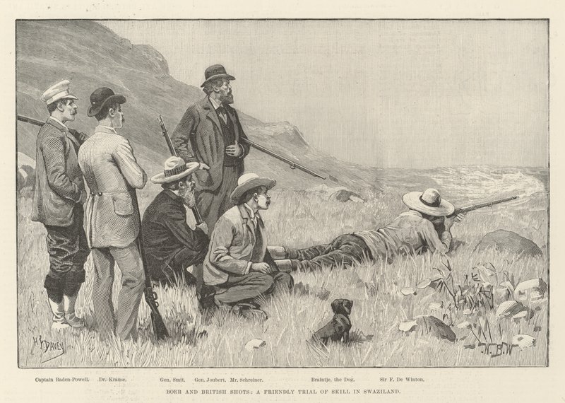 Boer en Britse Schoten, een Vriendschappelijke Vaardigheidsproef in Swaziland door William Barnes Wollen