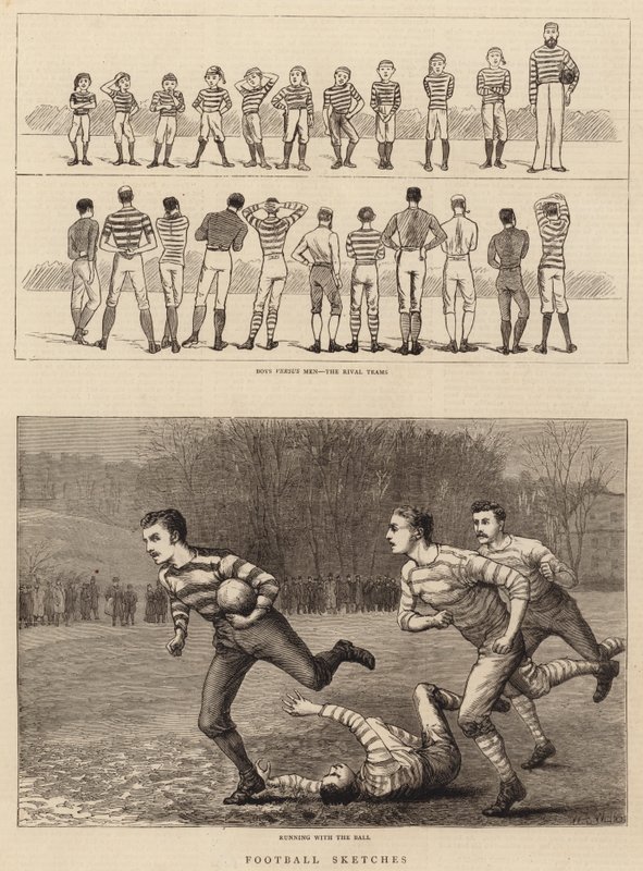 Voetbalschetsen door William Barnes Wollen