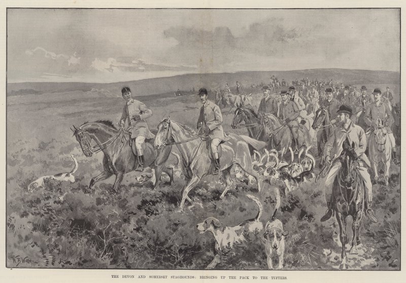 De Devon en Somerset Staghounds, brengen de Pack naar de Tufters door William Barnes Wollen