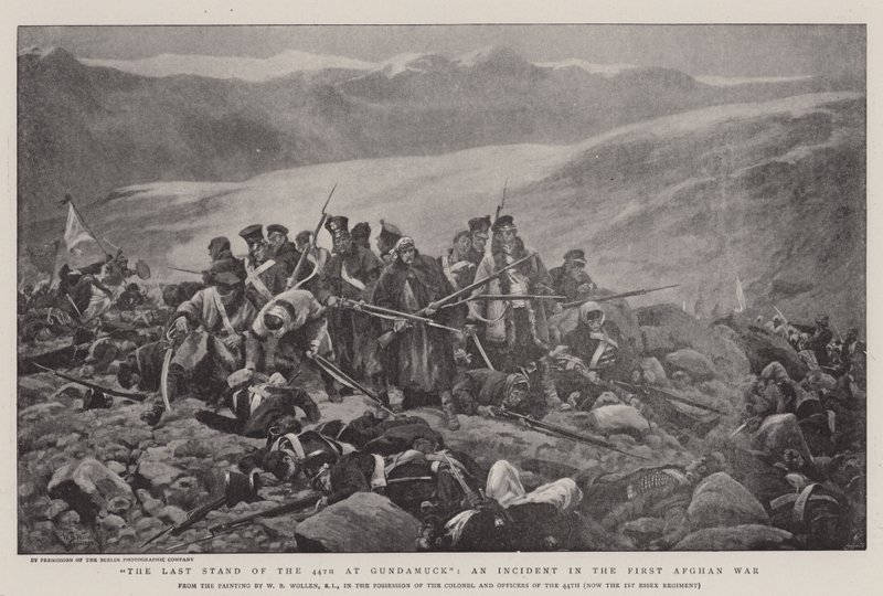 De laatste stand van de 44e bij Gundamuck, een incident in de Eerste Afghaanse Oorlog door William Barnes Wollen