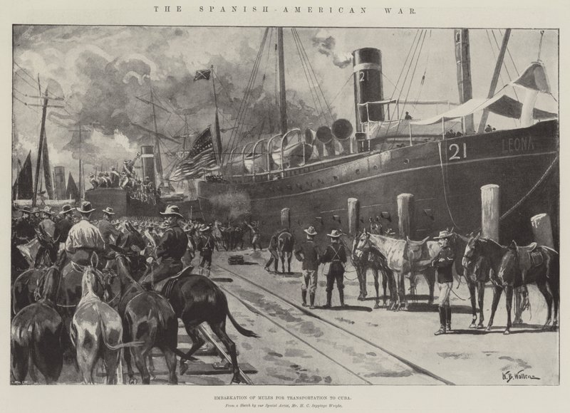 De Spaans-Amerikaanse Oorlog, Inscheping van Muilezels voor Transport naar Cuba door William Barnes Wollen