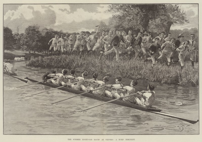De Zomer Acht-Roeiwedstrijden in Oxford, een Bump Dreigt door William Barnes Wollen