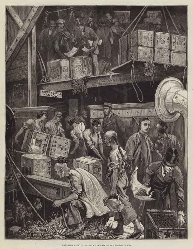 Bulk Breken aan Boord van een Theeschip in de Londense Docks door William Bazett Murray