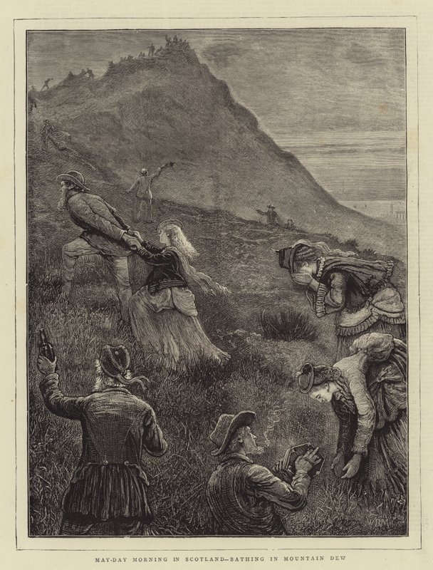 Meidagmorgen in Schotland, baden in bergdauw door William Bazett Murray