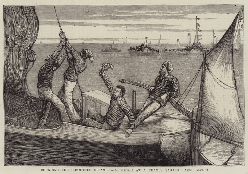 Rondom de commissie-stoomboot, een schets bij een Thames zeilwedstrijd door William Bazett Murray