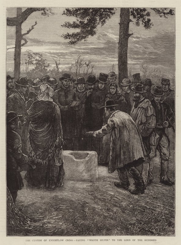 De gewoonte van Knightlow Cross, het betalen van Wroth Silver aan de Heer van de Honderd door William Bazett Murray