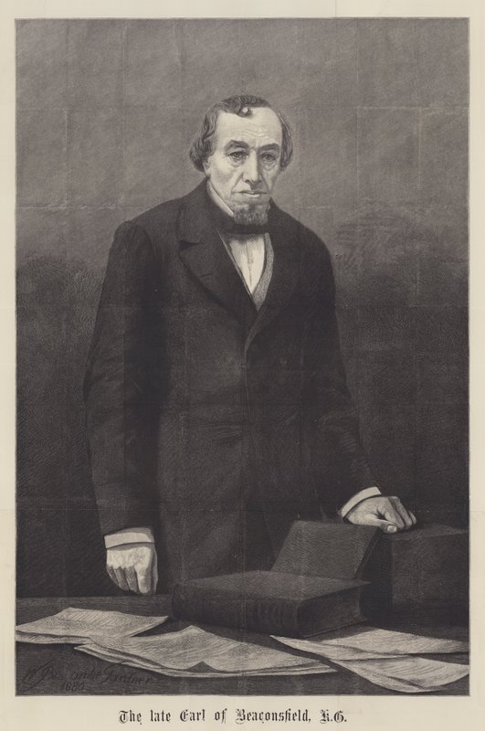 De overleden Graaf van Beaconsfield, KG door William Biscombe Gardner