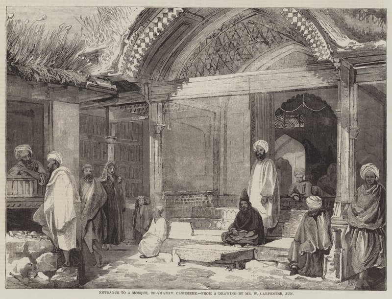 Ingang van een moskee, Islamabad, Kasjmir door William Carpenter
