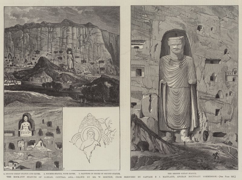 De Uitgehouwen Beelden van Bamian, Centraal-Azië door William Crimea Simpson