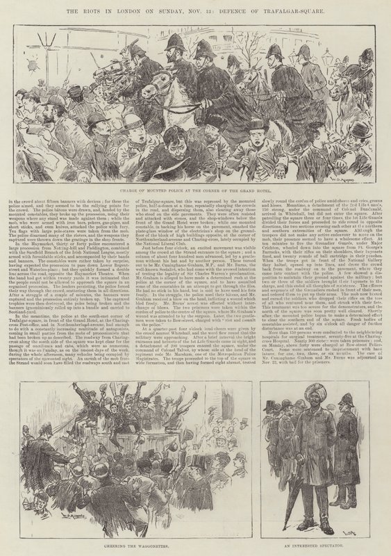 De rellen in Londen op zondag 13 november, verdediging van Trafalgar-Square door William Douglas Almond