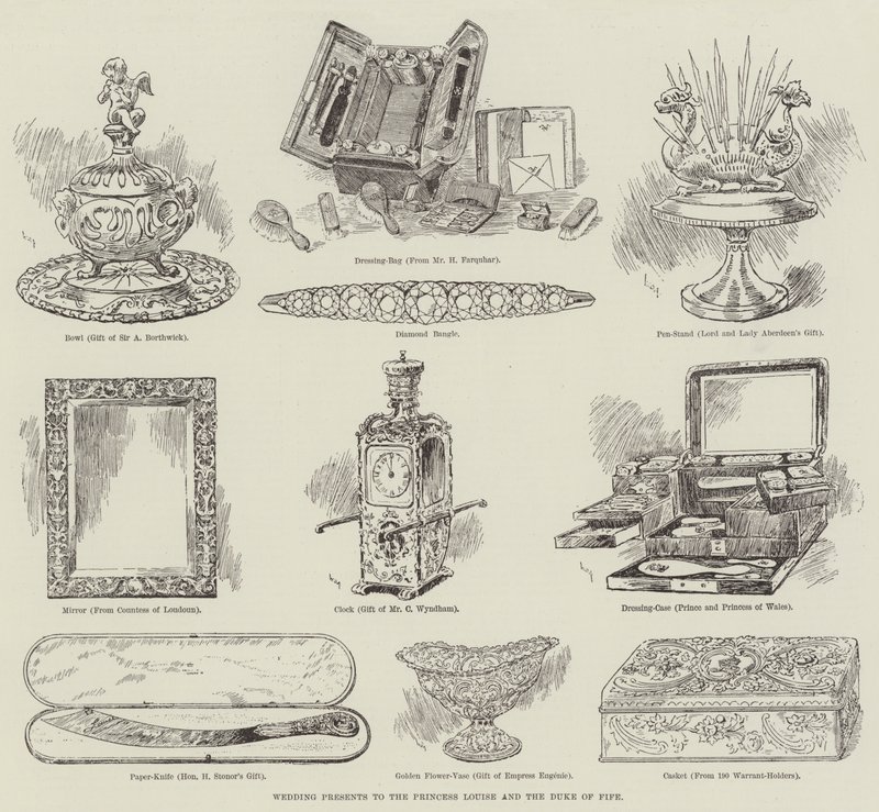Huwelijksgeschenken aan prinses Louise en de hertog van Fife door William Douglas Almond