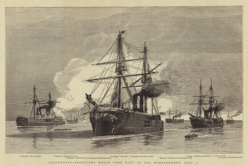 Alexandrië, ijzeren schepen die deelnamen aan het bombardement, 11 juli door William Edward Atkins