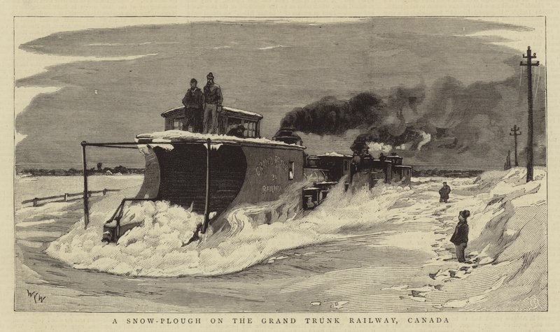 Een sneeuwploeg op de Grand Trunk Railway, Canada door William Lionel Wyllie