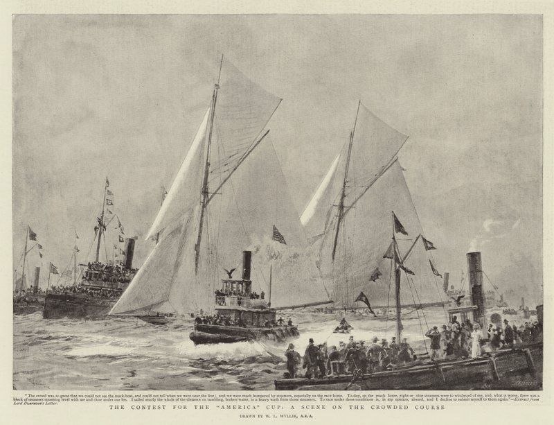 De wedstrijd om de America Cup, een scène op de drukke baan door William Lionel Wyllie
