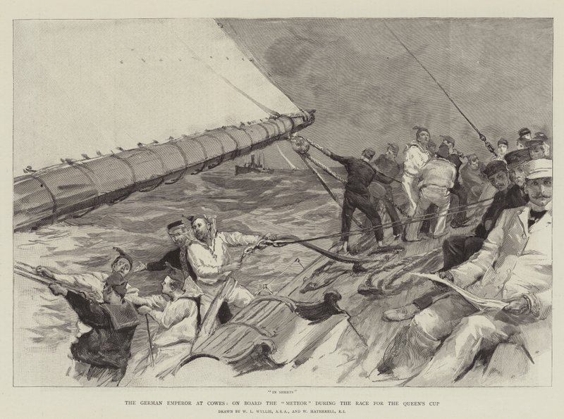 De Duitse Keizer bij Cowes, aan boord van de Meteor tijdens de Race om de Koningin