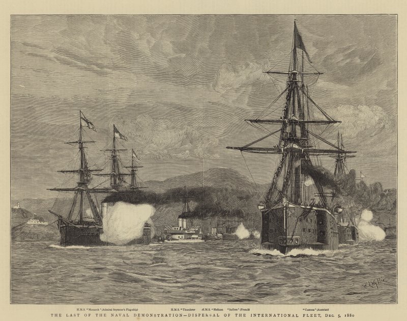 Het laatste van de marinedemonstratie, verspreiding van de internationale vloot, 5 december 1880 door William Lionel Wyllie