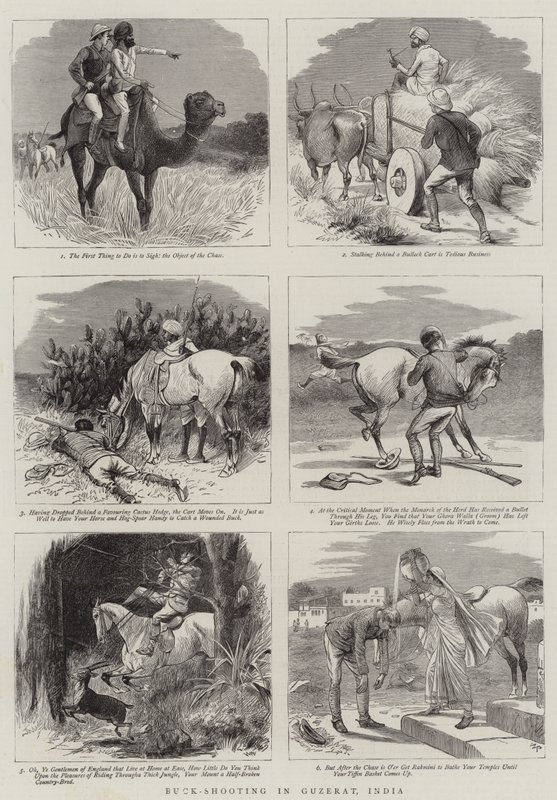 Hertenjacht in Guzerat, India door William Ralston