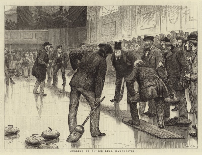 Curling op een IJs Rink, Manchester door William Ralston