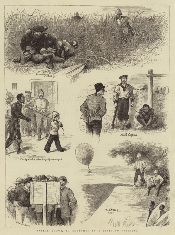 Binnen Ekowe, II, schetsen door een belegerde inwoner door William Ralston