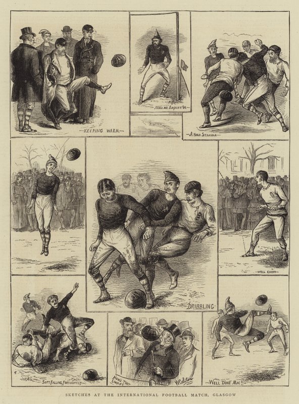 Schetsen bij de Internationale Voetbalwedstrijd, Glasgow door William Ralston